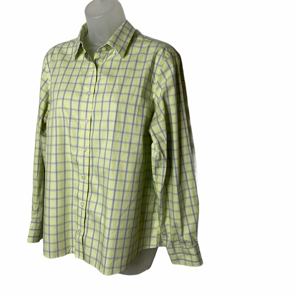 Lands End No Iron Shirt Womens Pinpoint Oxford Button Down Long Sleeve Green 16P - Picture 2 of 9